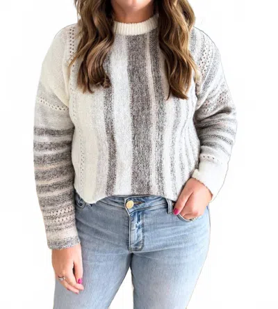 Pinch Contrast Trim Striped Sweater In Ivory/brown Multi
