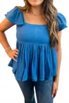 Pinch Cotton Gauze Top In Blue In Blue