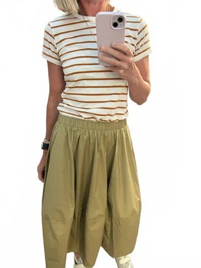 Pinch Cotton Pull On Midi Skirt In Light Green