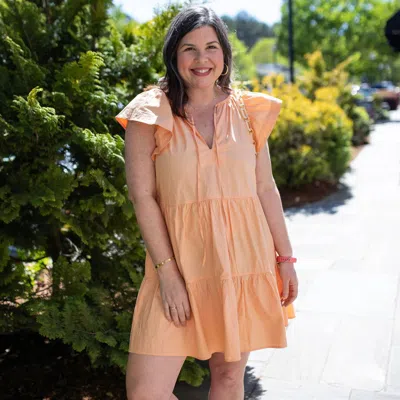 Pinch Cotton Ruffle Mini Dress In Peach In Orange