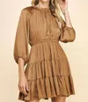 Pinch Crinkle Dress In Mocha In Brown