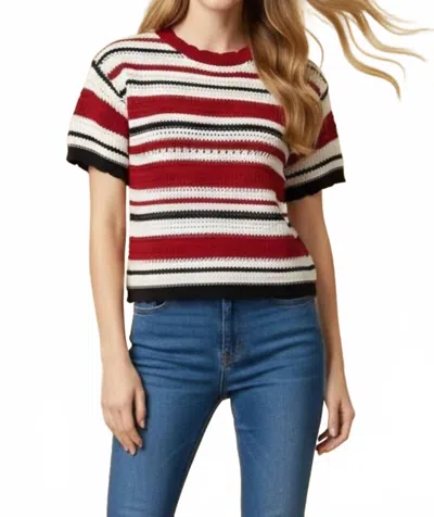 Pinch Crochet Sweater In Navy Red