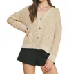 Pinch Diamond Pattern Cardigan In Beige In Beige