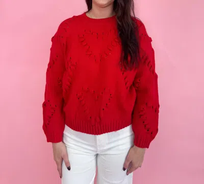 Pinch Dottie Heart Sweater In Red