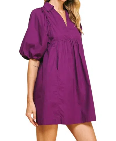 Pinch Easy Essential Collared Mini Dress In Eggplant Purple In Multi