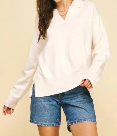 Pinch Effortless Charm Collared Sweater In Beige In Neutral