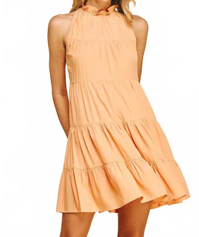 Pinch Eloise Halter Tiered Dress In Apricot In Orange