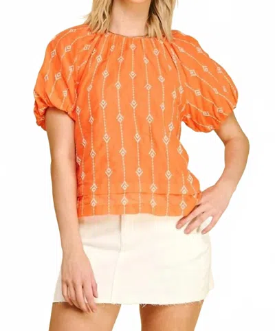 Pinch Embroidered Detail Blouse Top In Orange