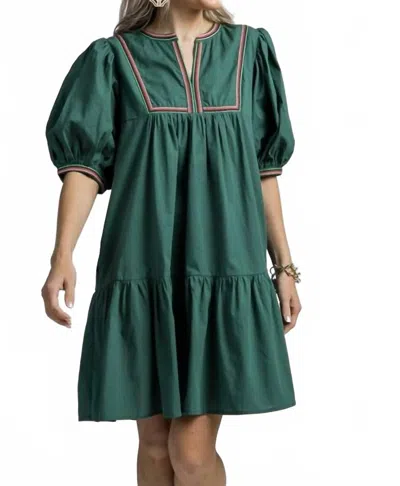 Pinch Embroidered Dress In Green