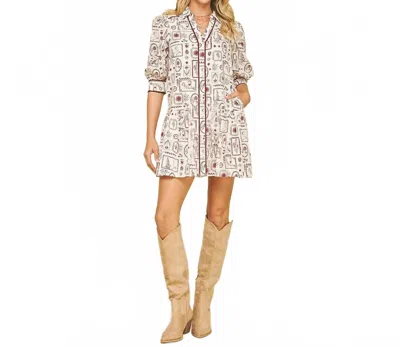 Pinch Emmelyn Mini Dress In Cream/red In Pink