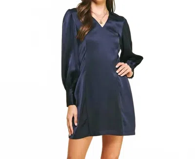 Pinch Enchanted Evenings Satin Dress In Navy