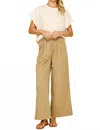 Pinch Every Day Casual Wide Leg Pant In Khaki In Green
