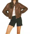 Pinch Faux Vegan Leather Bomber Jacket In Brown In Brown