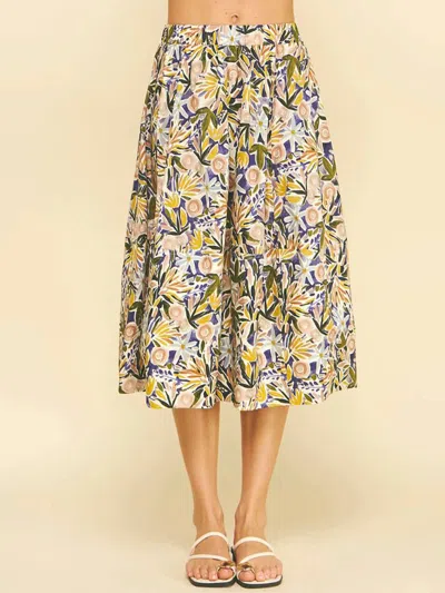 Pinch Floral A-line Skirt In Purple In Multi