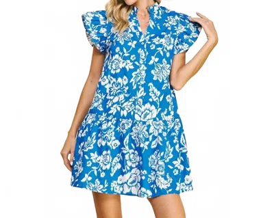 Pinch Floral Button Down Mini Dress In Blue Floral