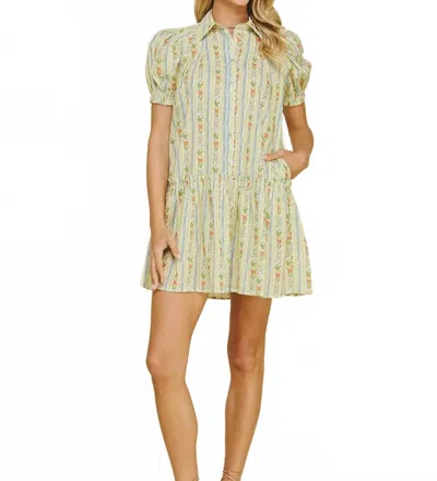 Pinch Floral Button Down Mini Dress In Multi