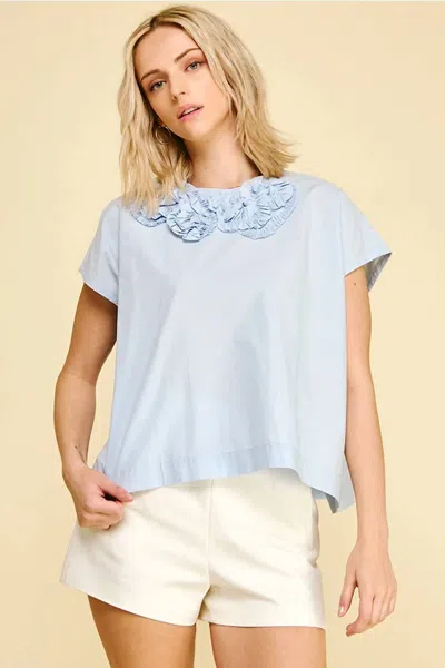 Pinch Floral Embroidered Detail Top In Baby Blue
