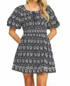 Pinch Floral Embroidered Dress In Navy In Blue
