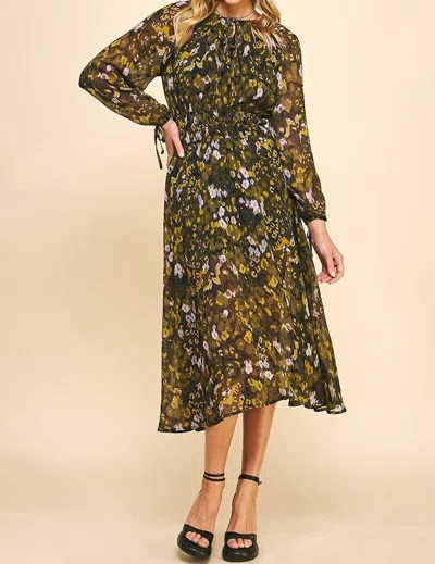 Pinch Floral Print Midi Dress In Black Multi Floral