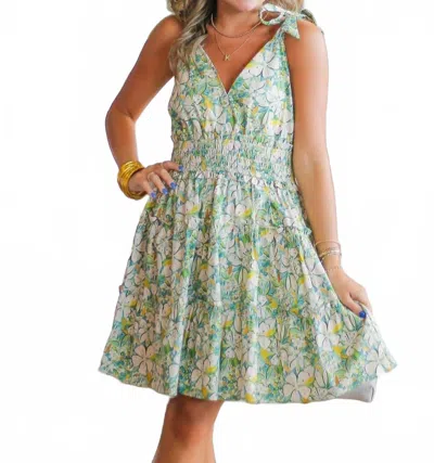 Pinch Floral Print Sleeveless Mini Dress In Green Multi