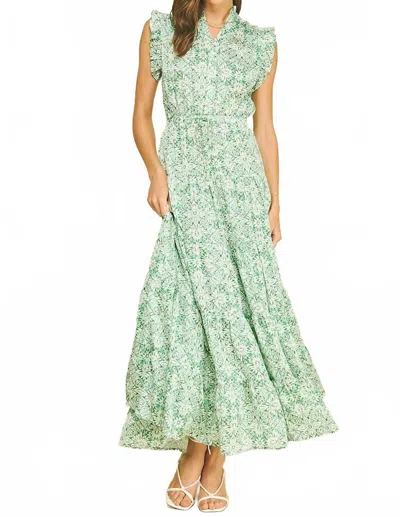 Pinch Floral Print Tiered Maxi Dress In Mint Meadow In Green