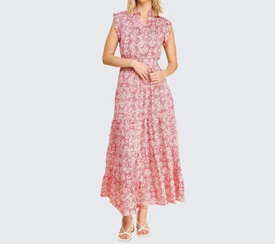Pinch Floral Print Tiered Maxi Dress In Pink