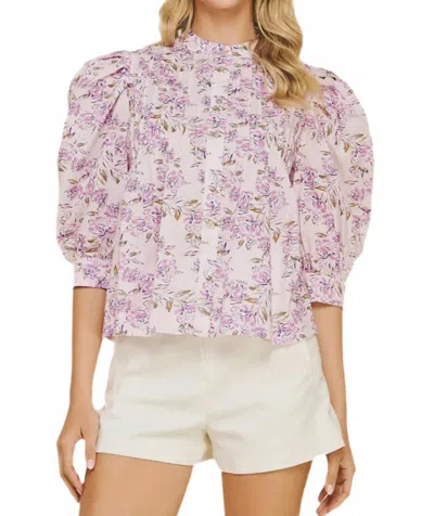 Pinch Floral Rose Pleated Blouse In Multi In Animal Print