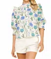 Pinch Floral Ruffle Blouse In Blue