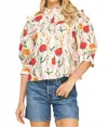 Pinch Floral Ruffle Blouse In Red In Multi