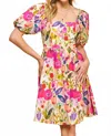 Pinch Floral Silk Mini Dress In Beige Multi In Multi