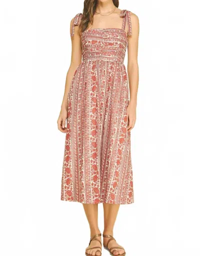 Pinch Floral Tie Strap Midi Dress In Red In Multi