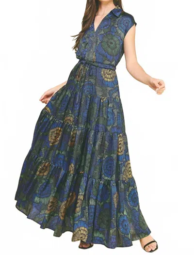 Pinch Floral Tiered Maxi Dress In Blue Multi