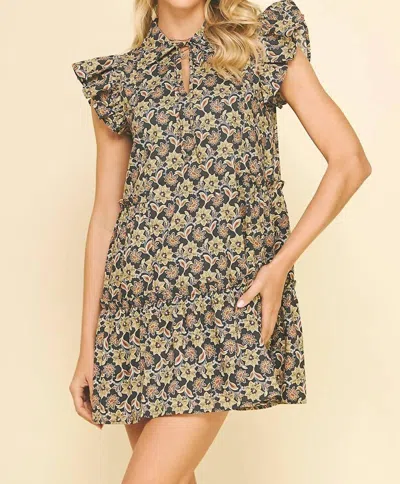 Pinch Floral Tunic Mini Dress In Multicolor In Brown