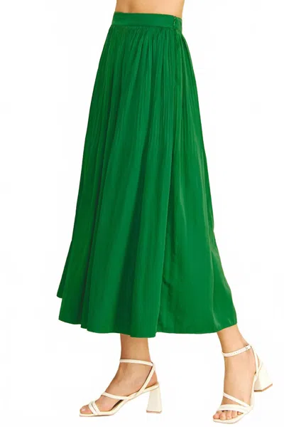 Pinch Flowing A-line Skirt In Green