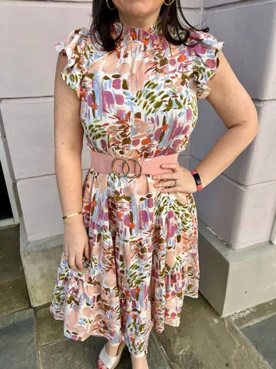 Pinch Forest Print Midi Dress In Pink Multi