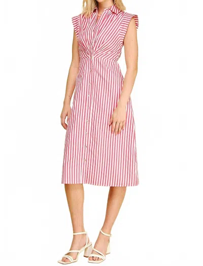 Pinch Gina Striped Midi Dress In Pink White