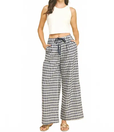 Pinch Gingham Drawstring Pants In Blue In Multi