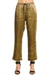 Pinch Go To Glam Satin Straight Pants In Mocha In Green