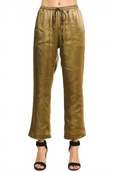 Pinch Go To Glam Satin Straight Pants In Mocha In Green
