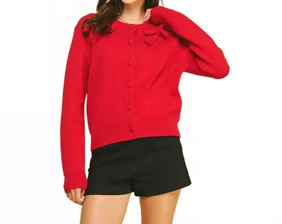 Pinch Haddie Button Down Cardigan In Red