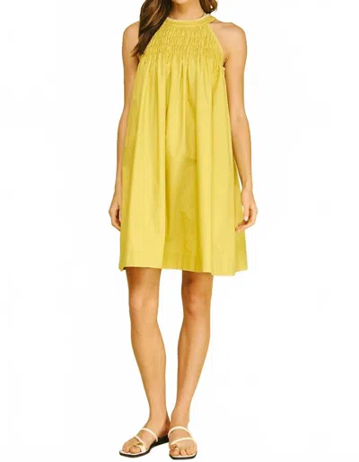 Pinch Halter Neck A-line Mini Dress In Yellow