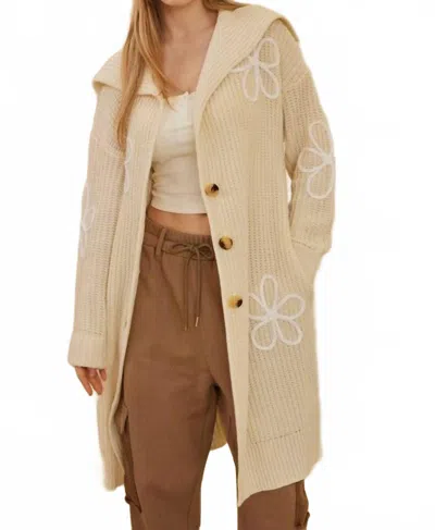 Pinch Hannah Wide Collared Cardigan In Cream In Neutral