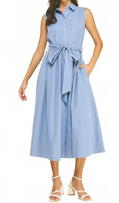 Pinch Hayden Flared Shirt Midi Dress In Light Blue