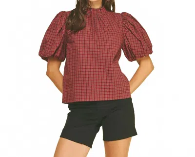 Pinch Hayden Plaid Top In Red In Burgundy