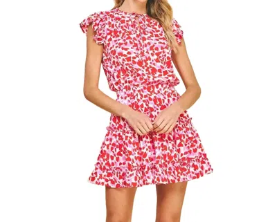Pinch Hearts V-neck Mini Dress In Hearts Red Multi