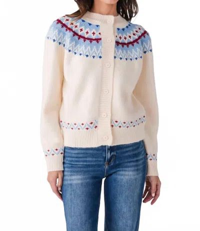 Pinch Hilda Nordic Button Down Cardigan In Beige In Neutral