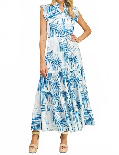 Pinch Island Breeze Maxi Dress In Blue Palm Leaf