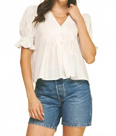 Pinch Jasmine Pintuck Blouse In White
