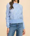 Pinch Jean Layered Knit Sweater In Sky Blue & Soft White In Blue