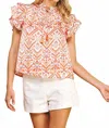 Pinch Jordyn Patterned Top In Light Orange Multi In Multi